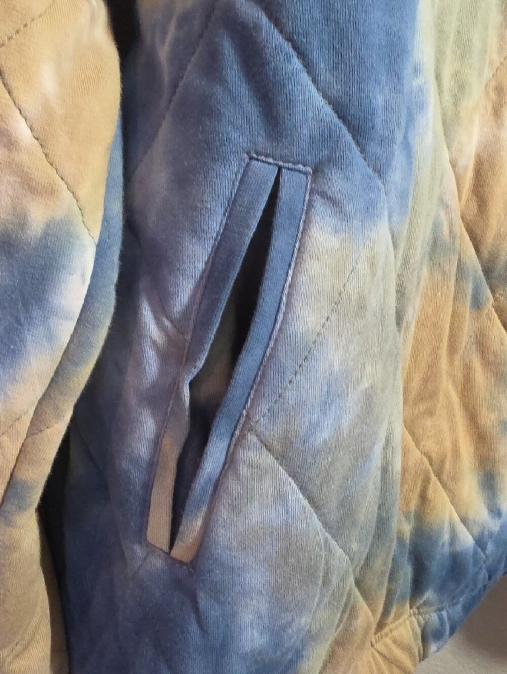 Cotton Quilted Boho Tie-Dye 3/4 Zip Pullover Jacket XL - Picture 4 of 9